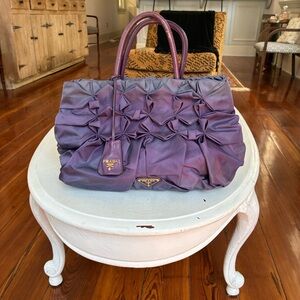 PRADA Tessuto Nylon Origami Pleated Tote in Barolo (deep purple)